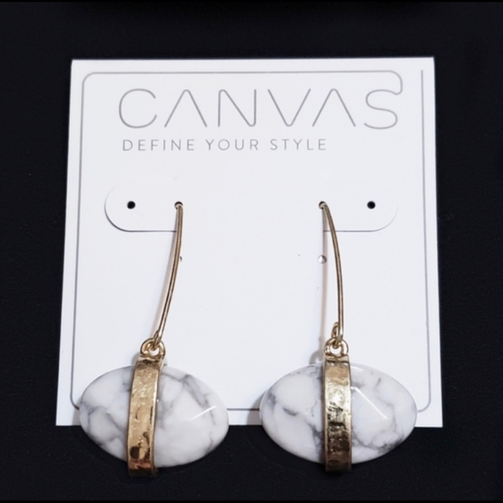2 /$10- GOLDTONE WHITE HOWLITE  THREADER EARRINGS